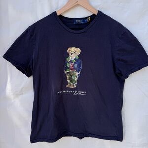 Polo Ralph Lauren // navy shirt university polo bear graphic tee size medium wk1